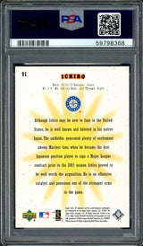 Ichiro Suzuki Autographed 2001 SP Authentic Rookie Card #91 Seattle Mariners PSA 8 Auto Grade Gem Mint 10 "01 ROY/MVP" #31/1250 PSA/DNA #59798368