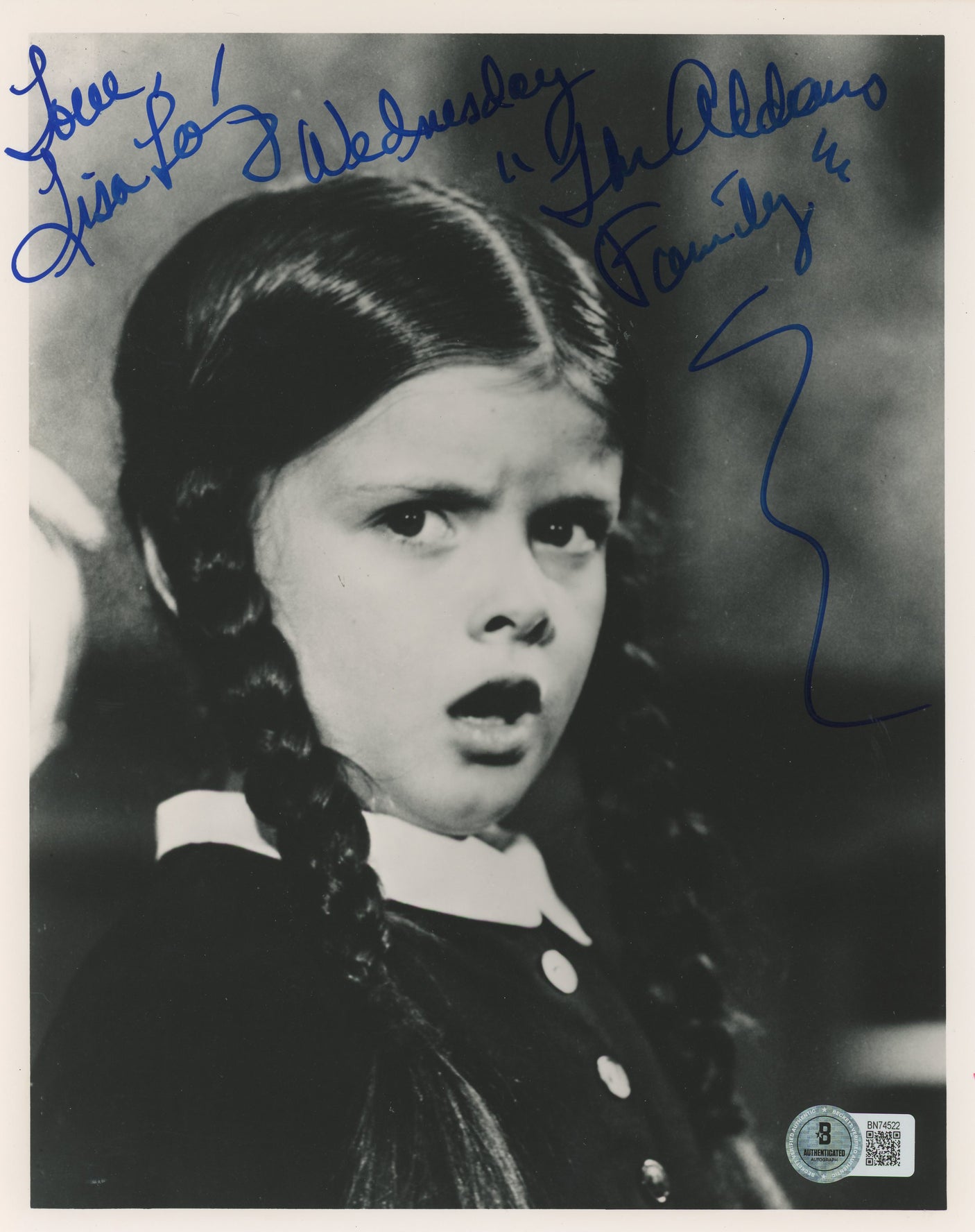 Lisa Loring The Addams Family "Wednesday" Signed 8x10 Photo BAS #BN74522