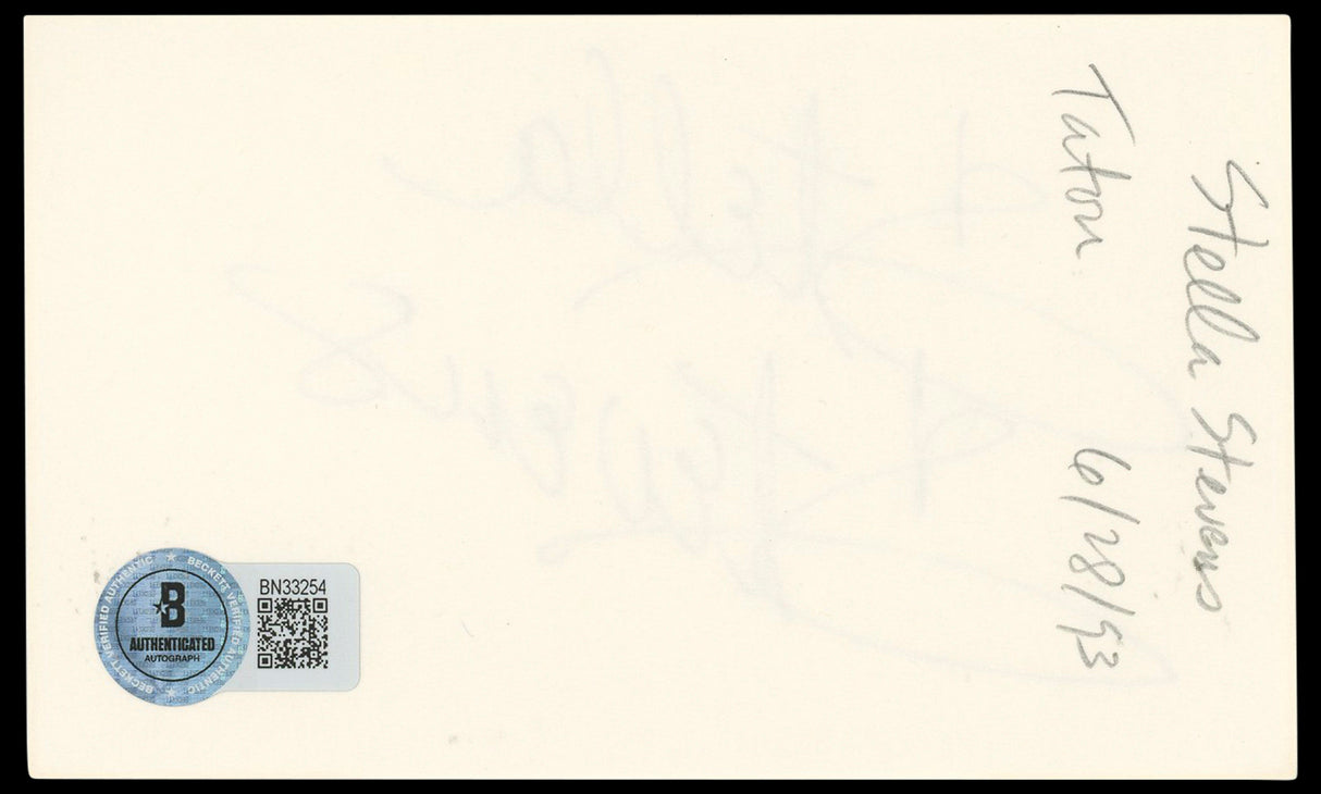 Stella Stevens Girls! Girls! Girls! Authentic Signed 3x5 Index Card BAS #BN33254