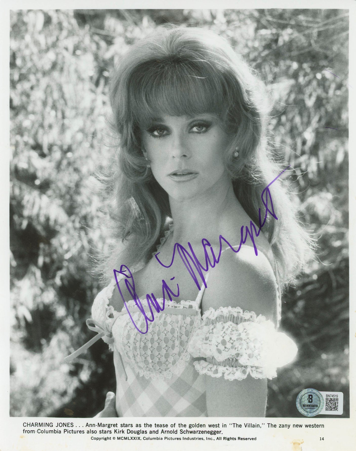 Ann-Margret The Villain Authentic Signed 8x10 Photo Autographed BAS #BN74519