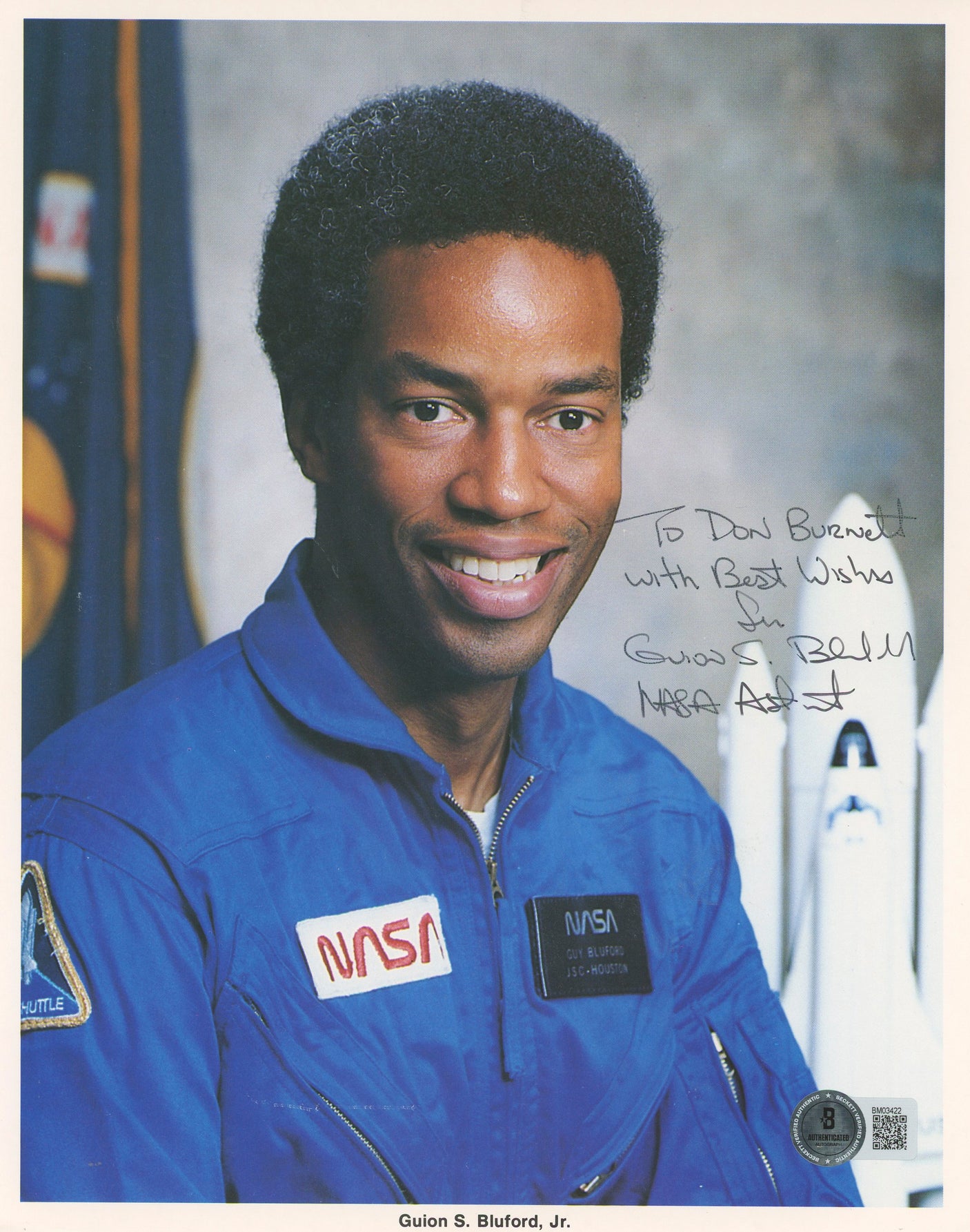Guion Bluford NASA Astronaut "Best Wishes" Signed 8x10 Photo BAS #BM03422