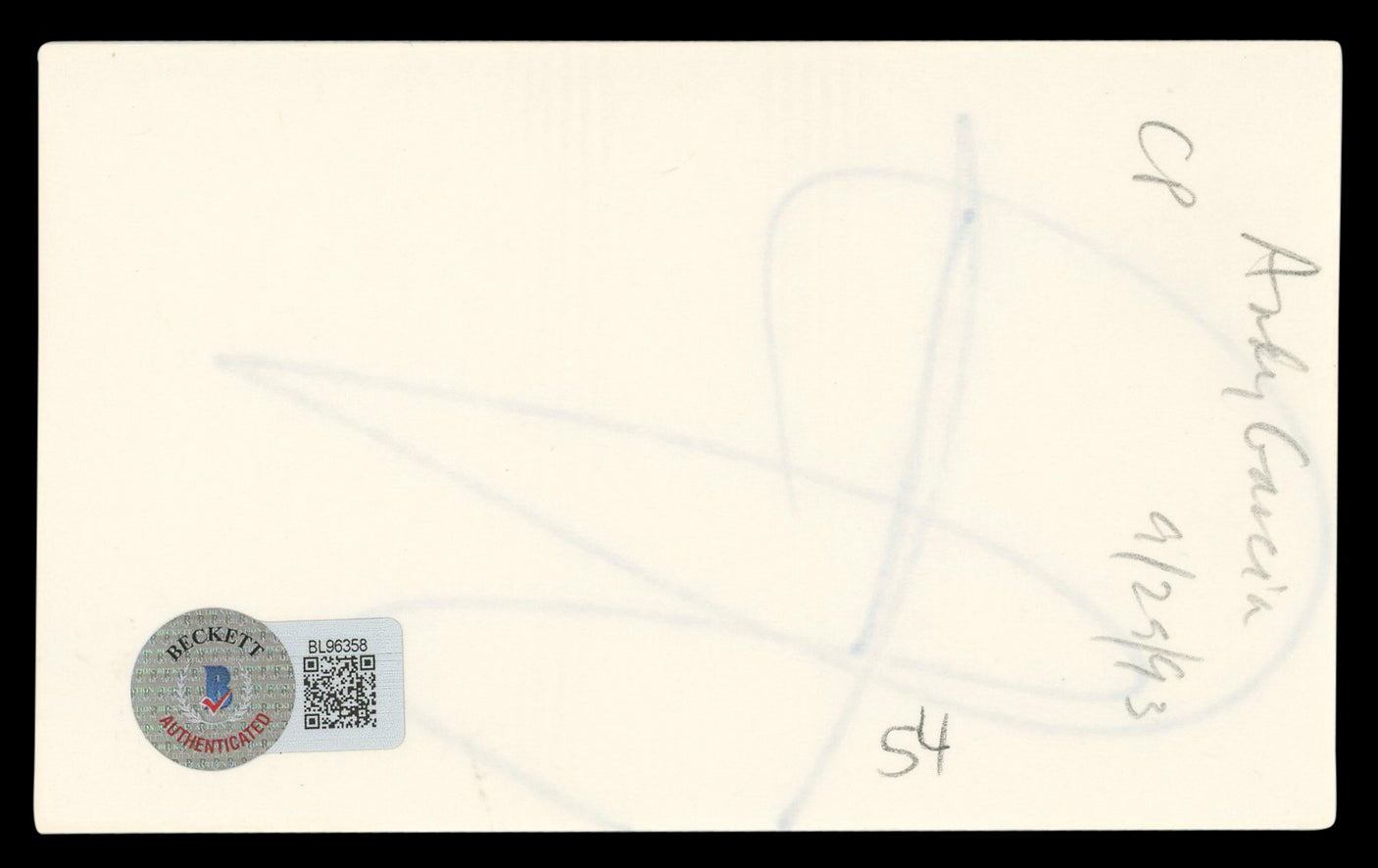 Andy Garcia The Untouchables Authentic Signed 3x5 Index Card BAS #BL96358