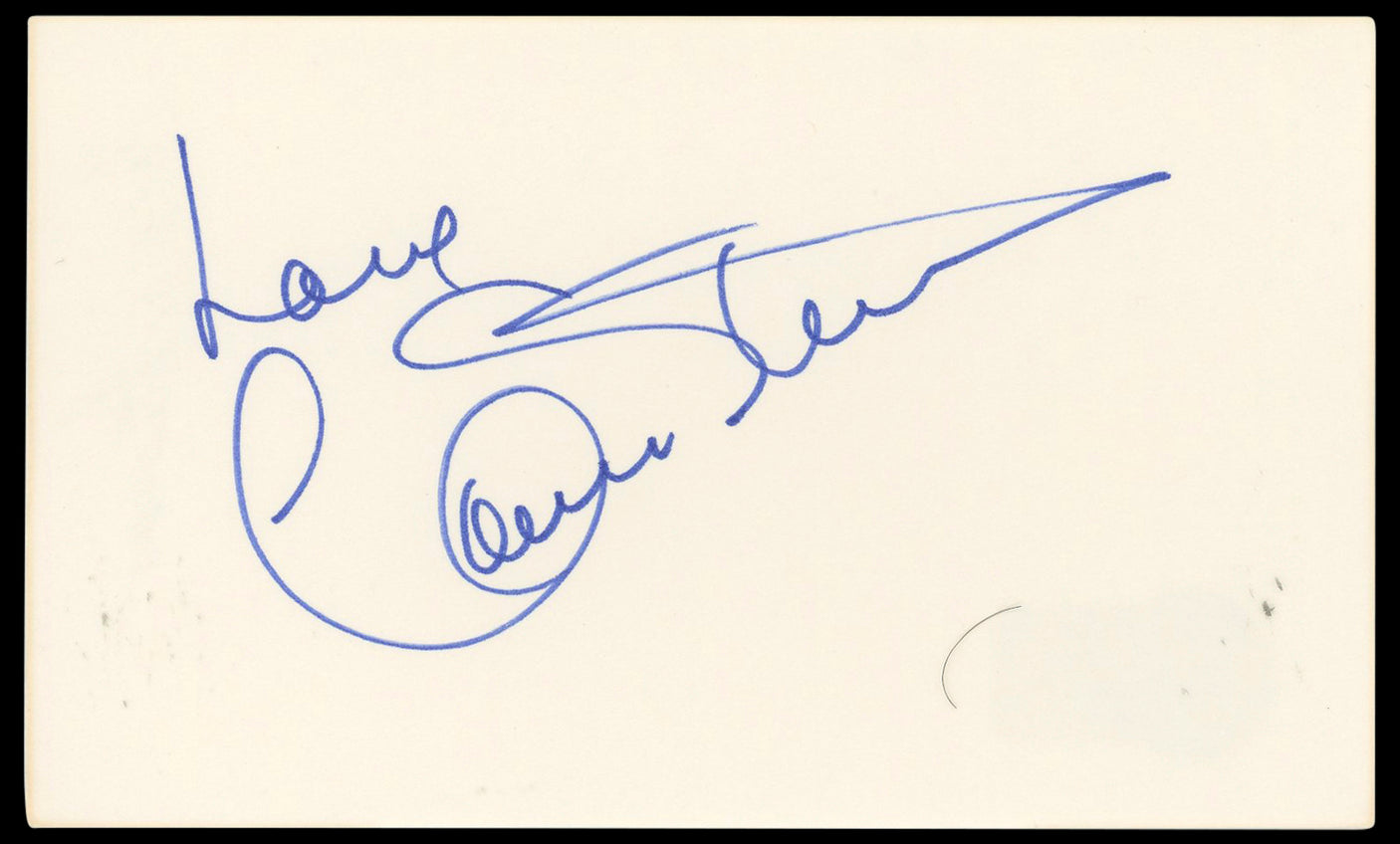 Connie Stevens Hawaiian Eye "Love" Authentic Signed 3x5 Index Card BAS #BN33260