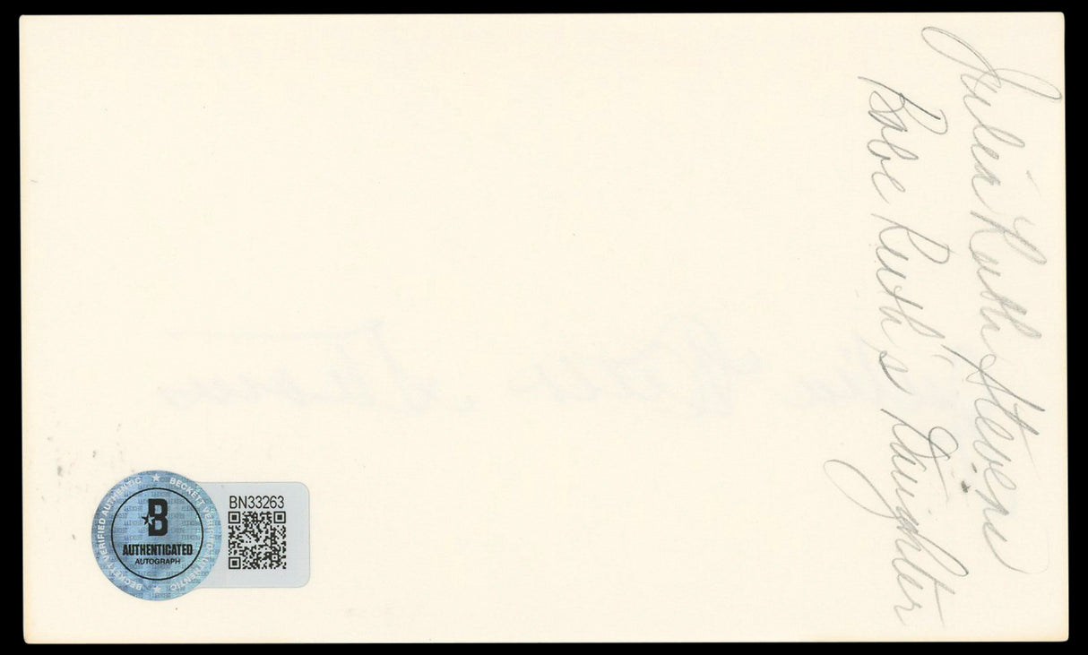 Julia Ruth Stevens Authentic Signed 3x5 Index Card Autographed BAS #BN33263