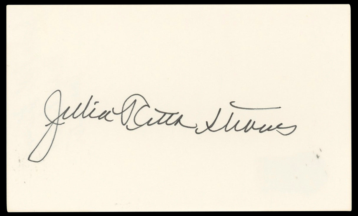 Julia Ruth Stevens Authentic Signed 3x5 Index Card Autographed BAS #BN33262