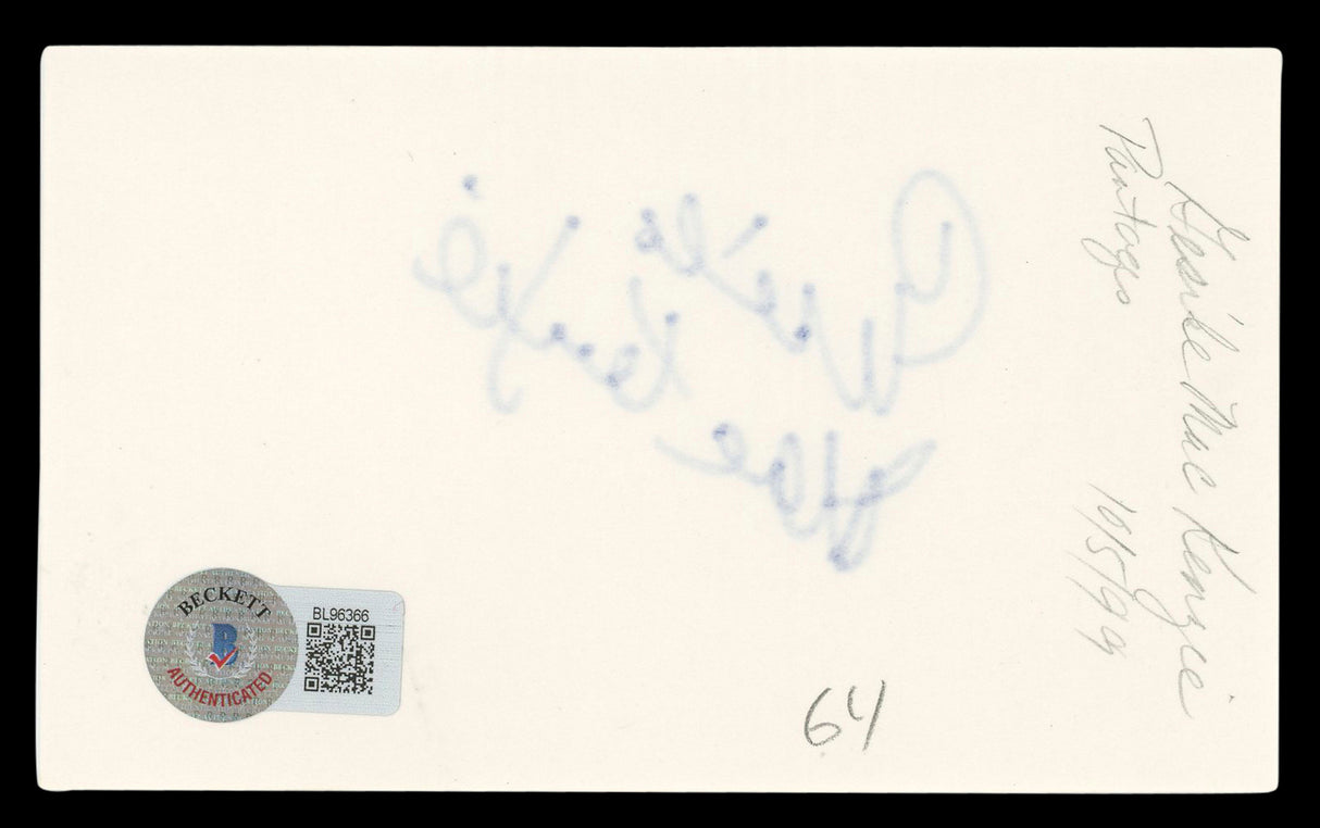 Gisele MacKenzie Your Hit Parade Authentic Signed 3x5 Index Card BAS #BL96366