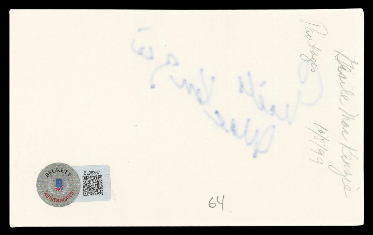 Gisele MacKenzie Your Hit Parade Authentic Signed 3x5 Index Card BAS #BL96367