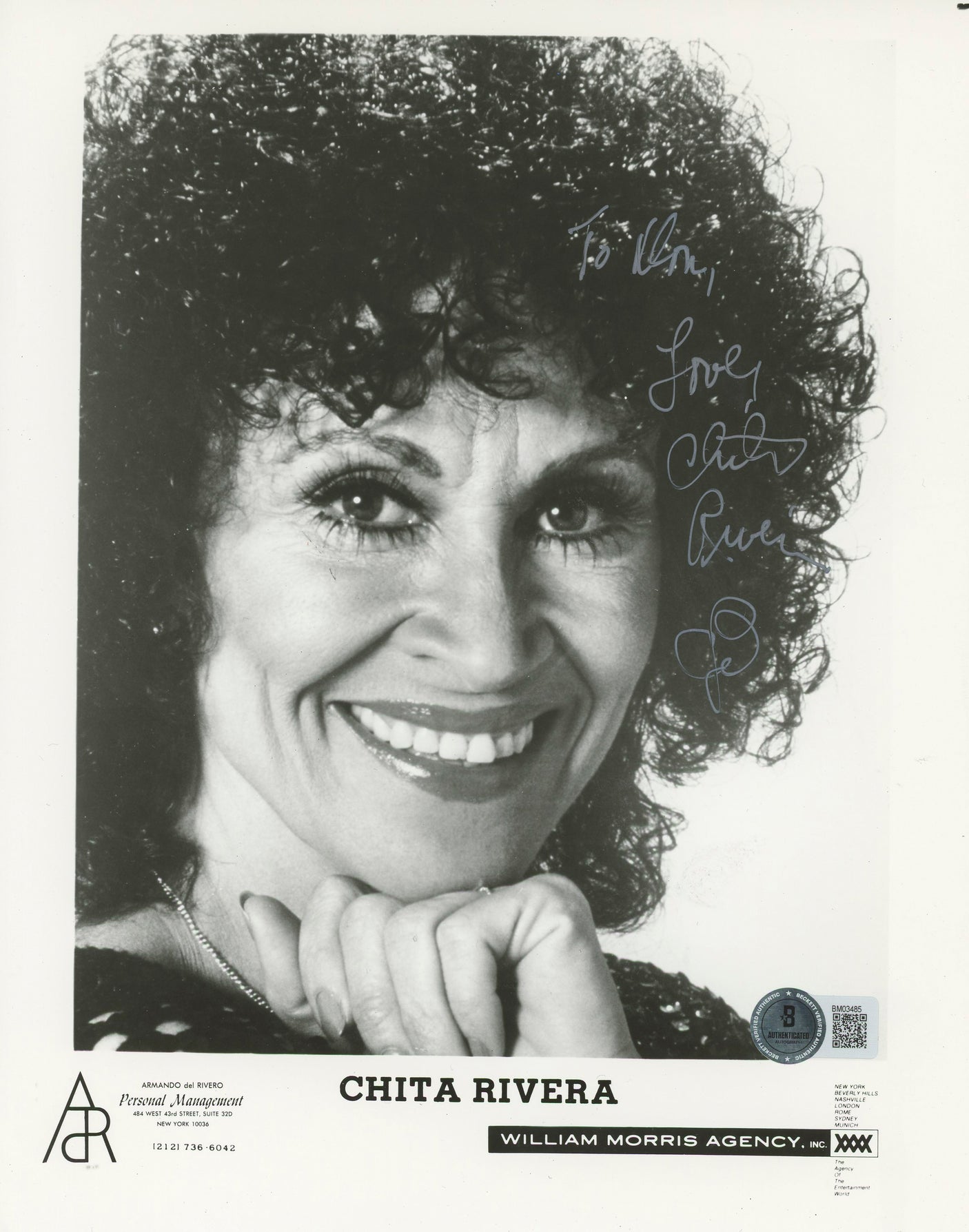 Chita Rivera Chicago "Love" Authentic Signed 8x10 Photo Autographed BAS #BM03485
