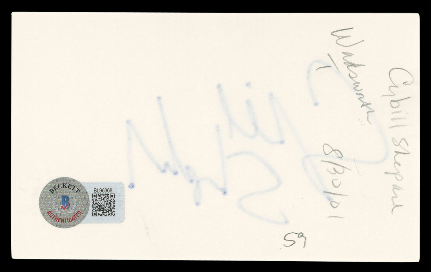 Cybill Shepherd The Last Picture Show Signed 3x5 Index Card BAS #BL96368