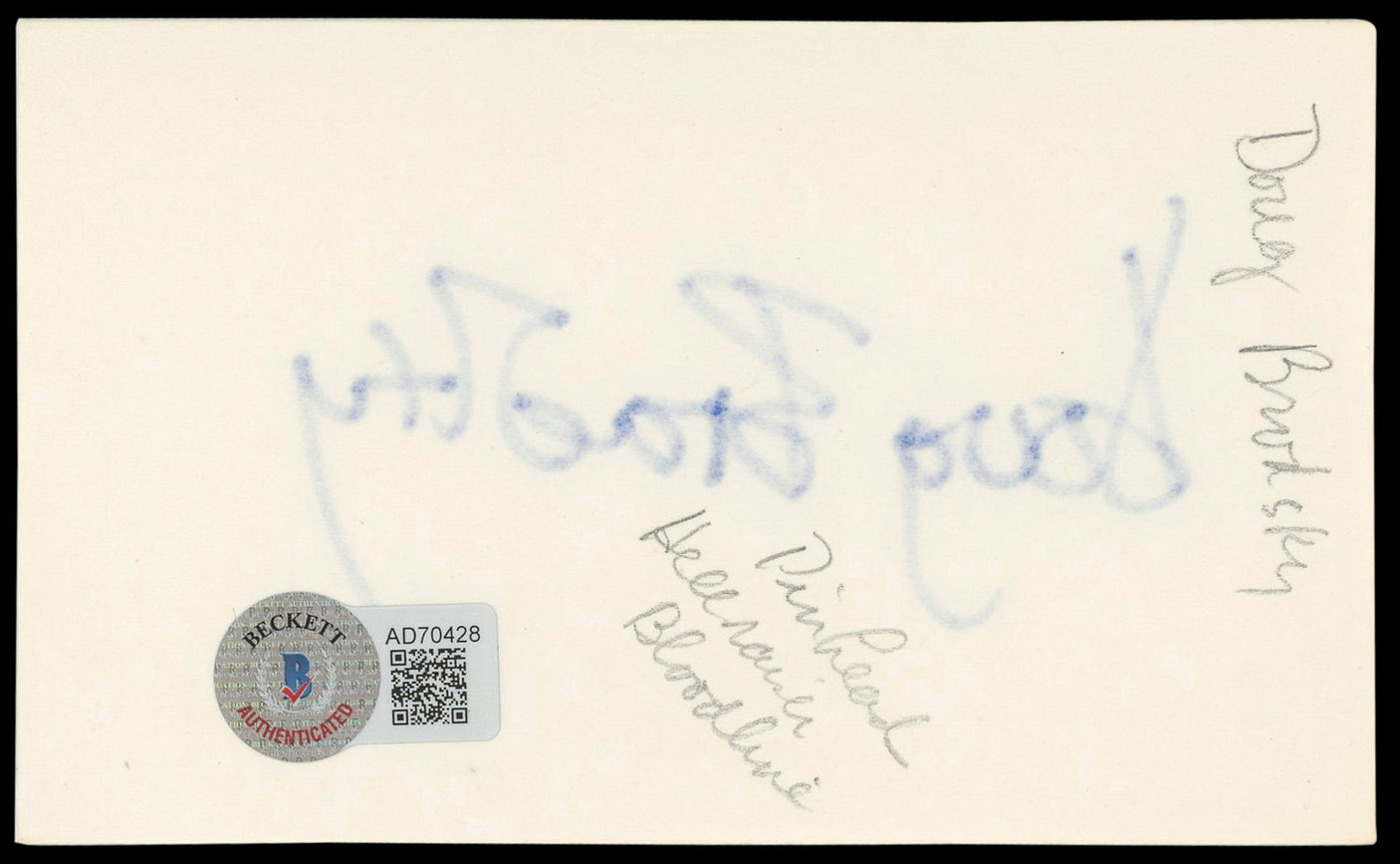 Doug Bradley Hellraiser Authentic Signed 3x5 Index Card Autographed BAS #AD70428