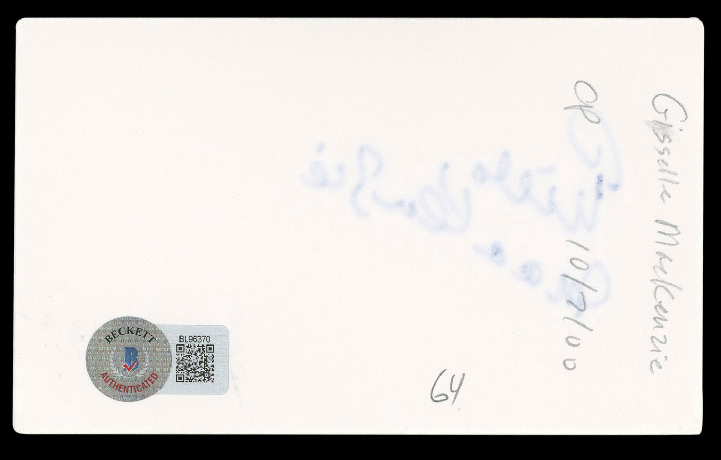 Gisele MacKenzie Your Hit Parade Authentic Signed 3x5 Index Card BAS #BL96370