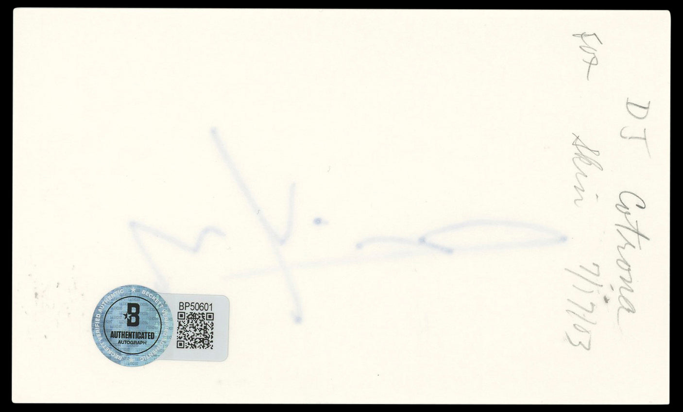 D.J. Cotrona From Dusk Till Dawn Authentic Signed 3x5 Index Card BAS #BP50601