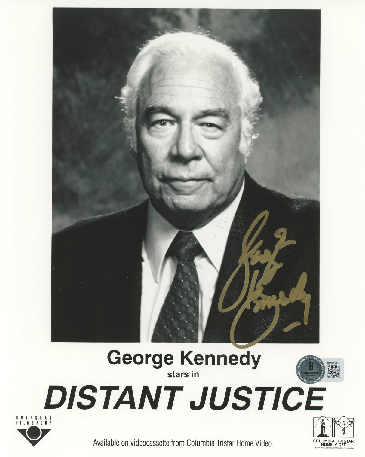 George Kennedy Distant Justice Authentic Signed 8x10 Photo BAS #BM03509