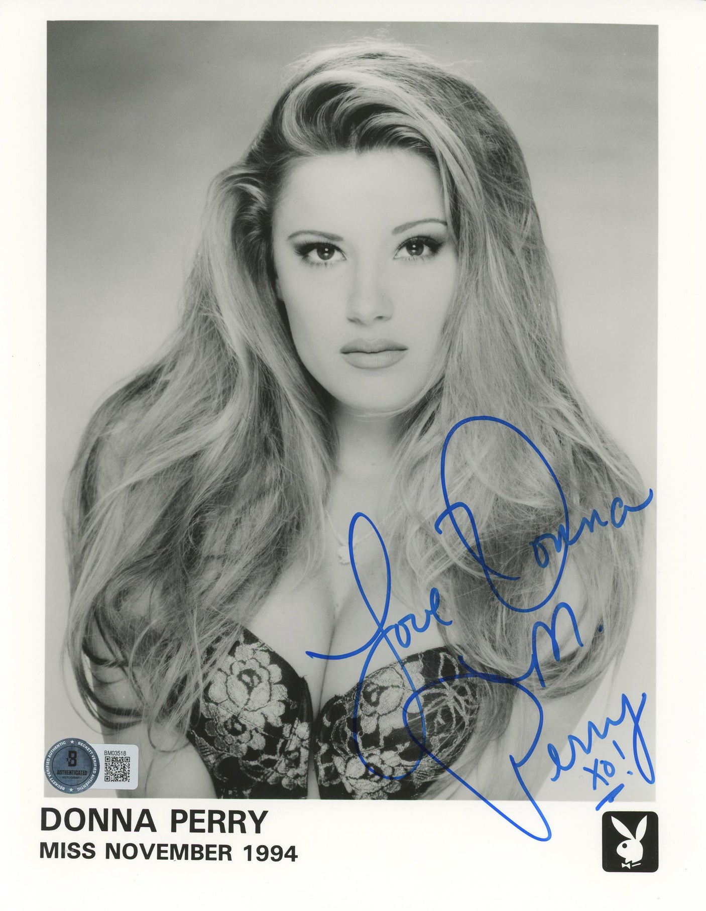 Donna Perry Playmate "Love Donna" Authentic Signed 8x10 Photo BAS #BM03518