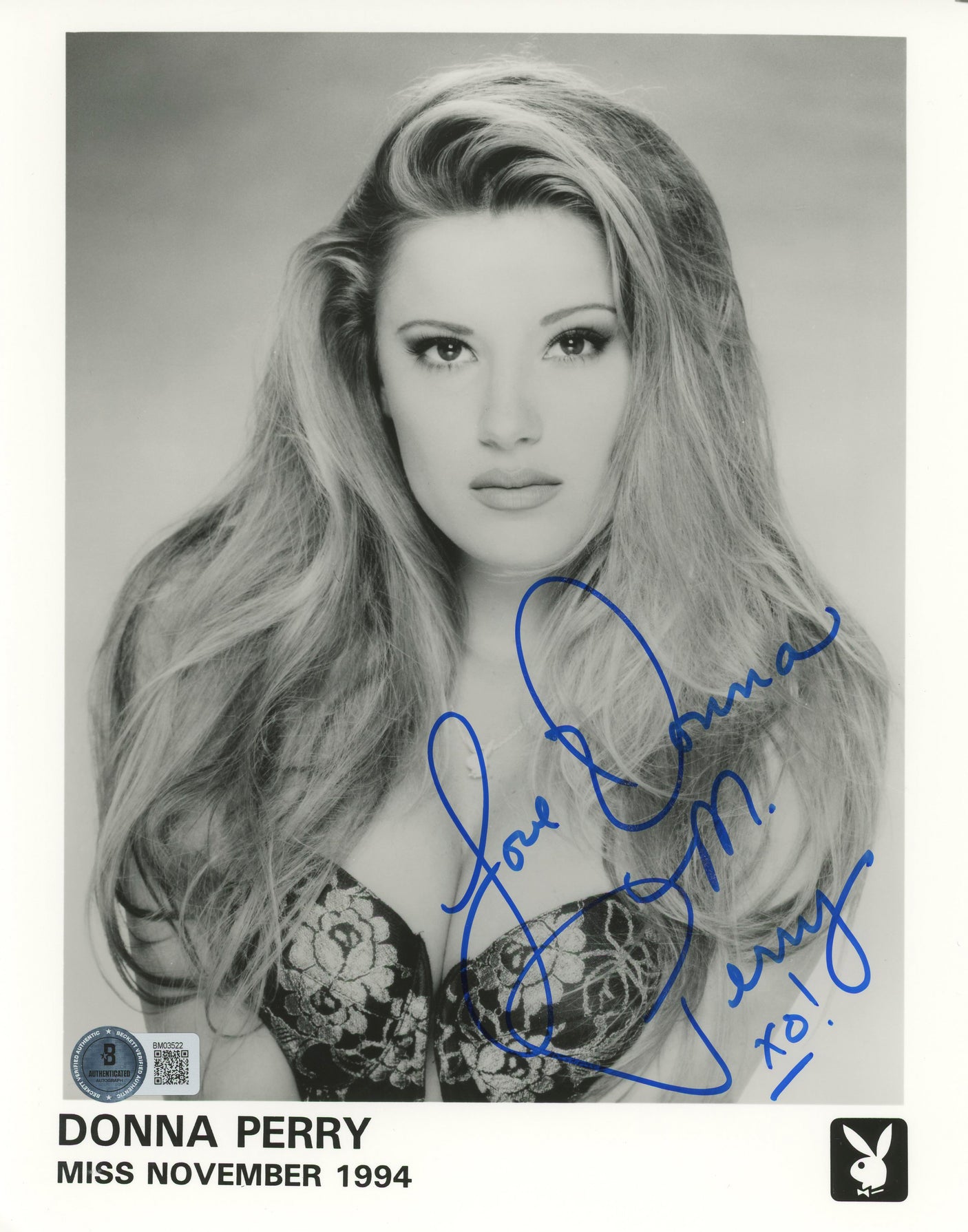 Donna Perry Playmate "Love Donna" Authentic Signed 8x10 Photo BAS #BM03522
