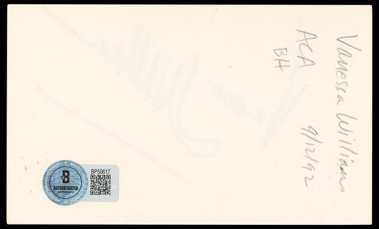 Vanessa Williams Authentic Signed 3x5 Index Card Autographed BAS #BP50617