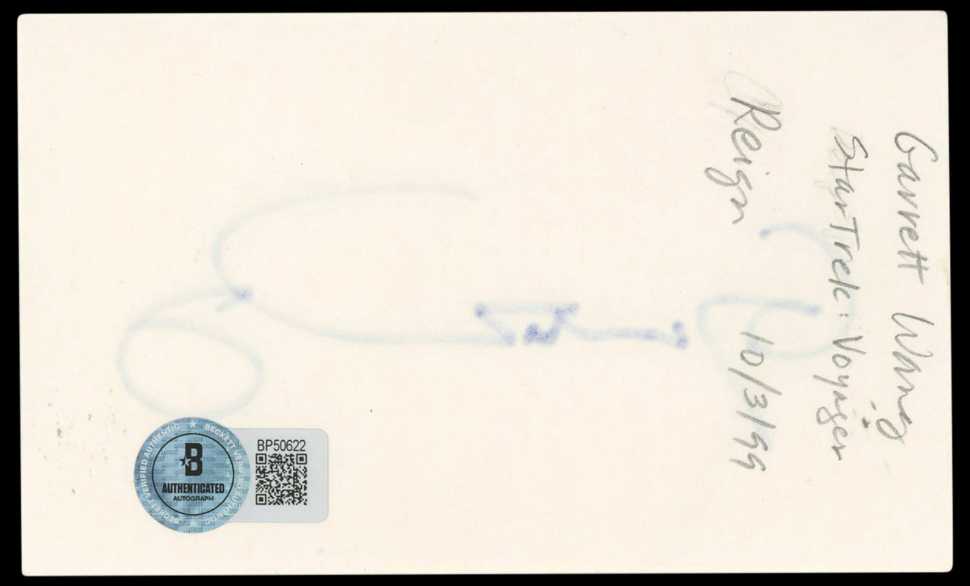 Garrett Wang Star Trek: Voyager Authentic Signed 3x5 Index Card BAS #BP50622