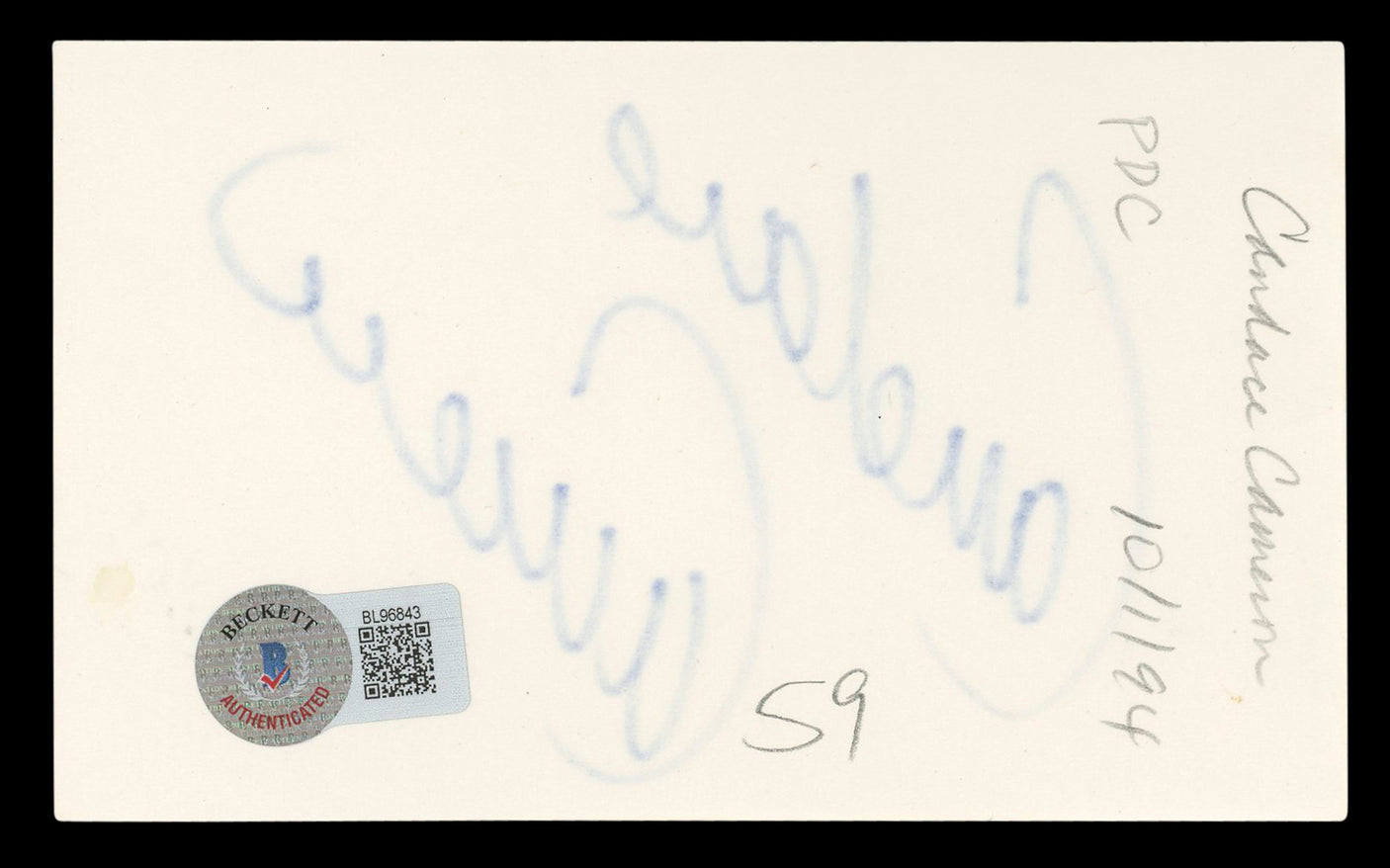 Candace Cameron Full House Authentic Signed 3x5 Index Card BAS #BL96843