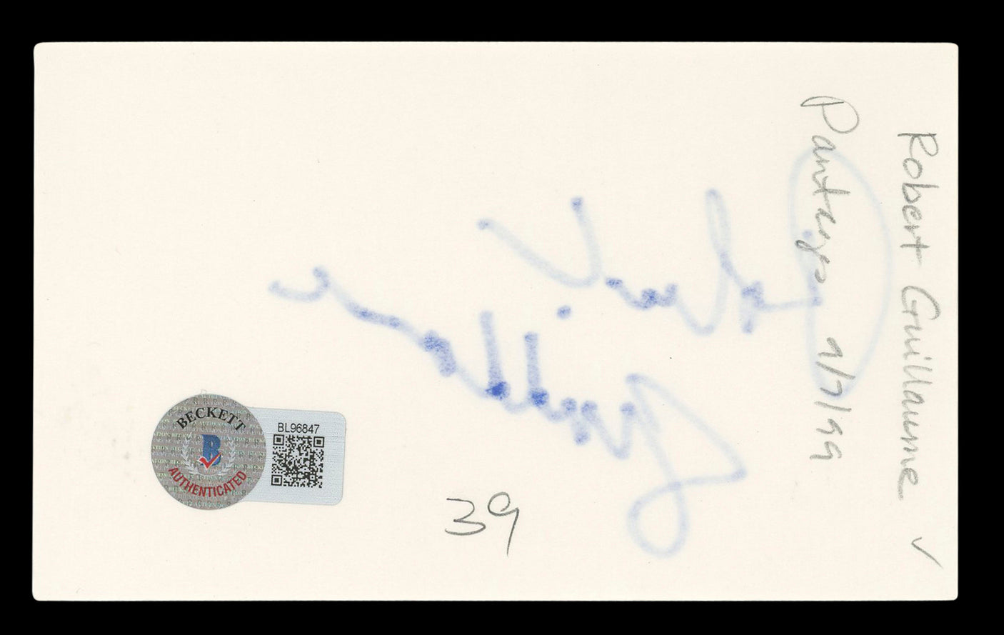 Robert Guillaume The Lion King Authentic Signed 3x5 Index Card BAS #BL96847