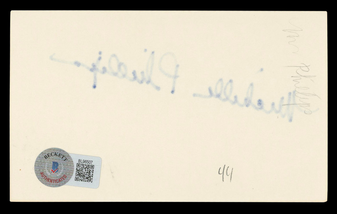 Michelle Phillips Knots Landing Authentic Signed 3x5 Index Card BAS #BL96507
