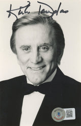Kirk Douglas Spartacus Authentic Signed 3.5x5.5 Black & White Photo BAS #BK43375
