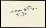 William Whitney 9/1/90 Authentic Signed 3x5 Index Card Autographed BAS #BP50637