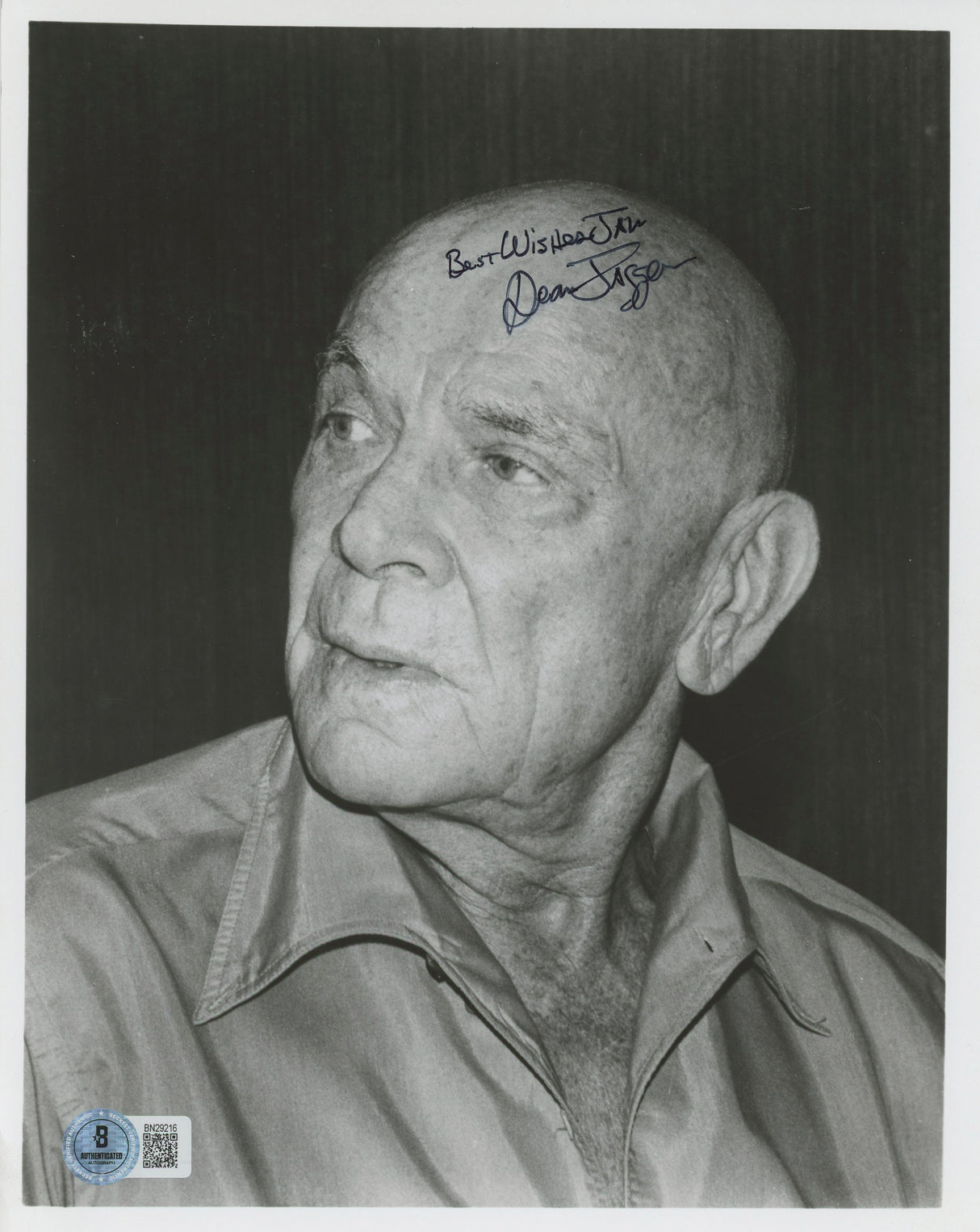 Dean Jagger Game of Death "Best Wishes Jan" Signed 8x10 Photo BAS #BN29216