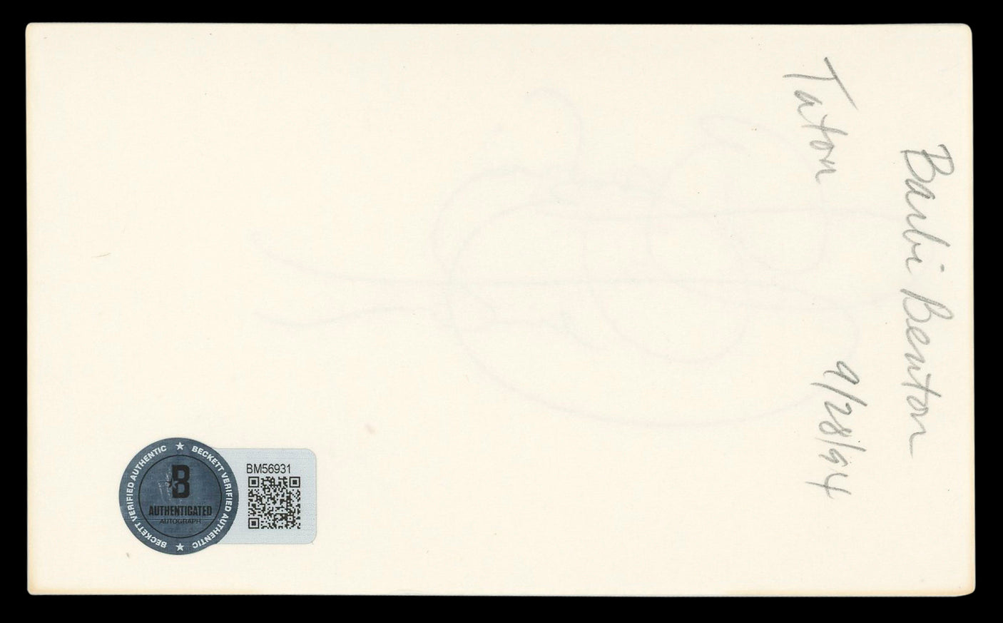 Barbi Benton X-Ray Authentic Signed 3x5 Index Card Autographed BAS #BM56931