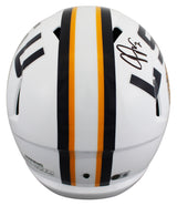 LSU Justin Jefferson Signed White Full Size Speed Rep Helmet W/ Case BAS Witness