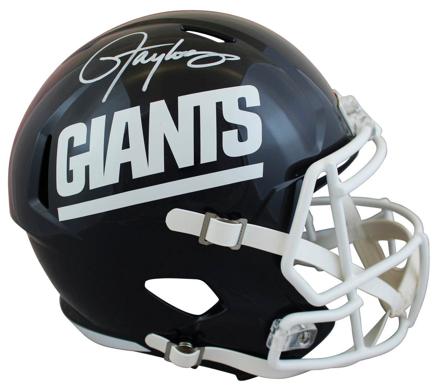 Giants Lawrence Taylor Signed 1981-99 TB F/S Speed Rep Helmet W/ Case BAS Wit