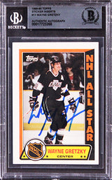 Kings Wayne Gretzky Signed 1988 Topps Sticker Inserts #11 Card BAS Slabbed