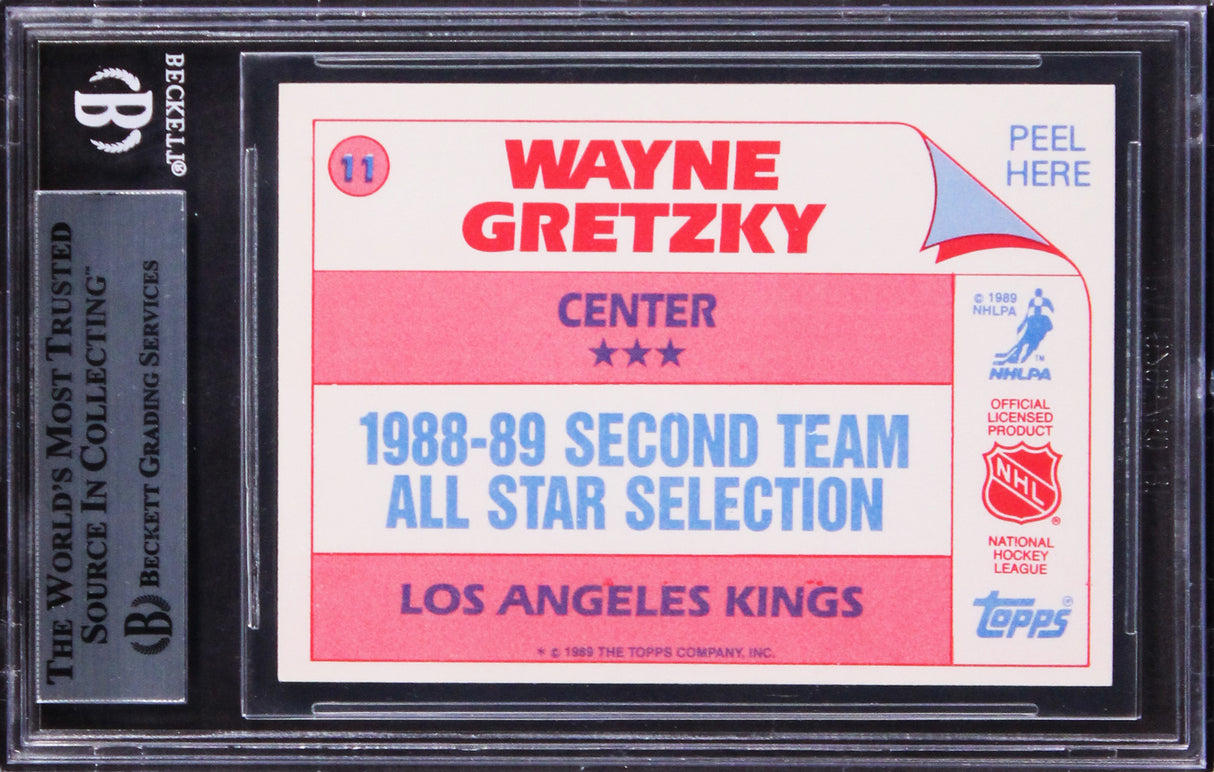 Kings Wayne Gretzky Signed 1988 Topps Sticker Inserts #11 Card BAS Slabbed