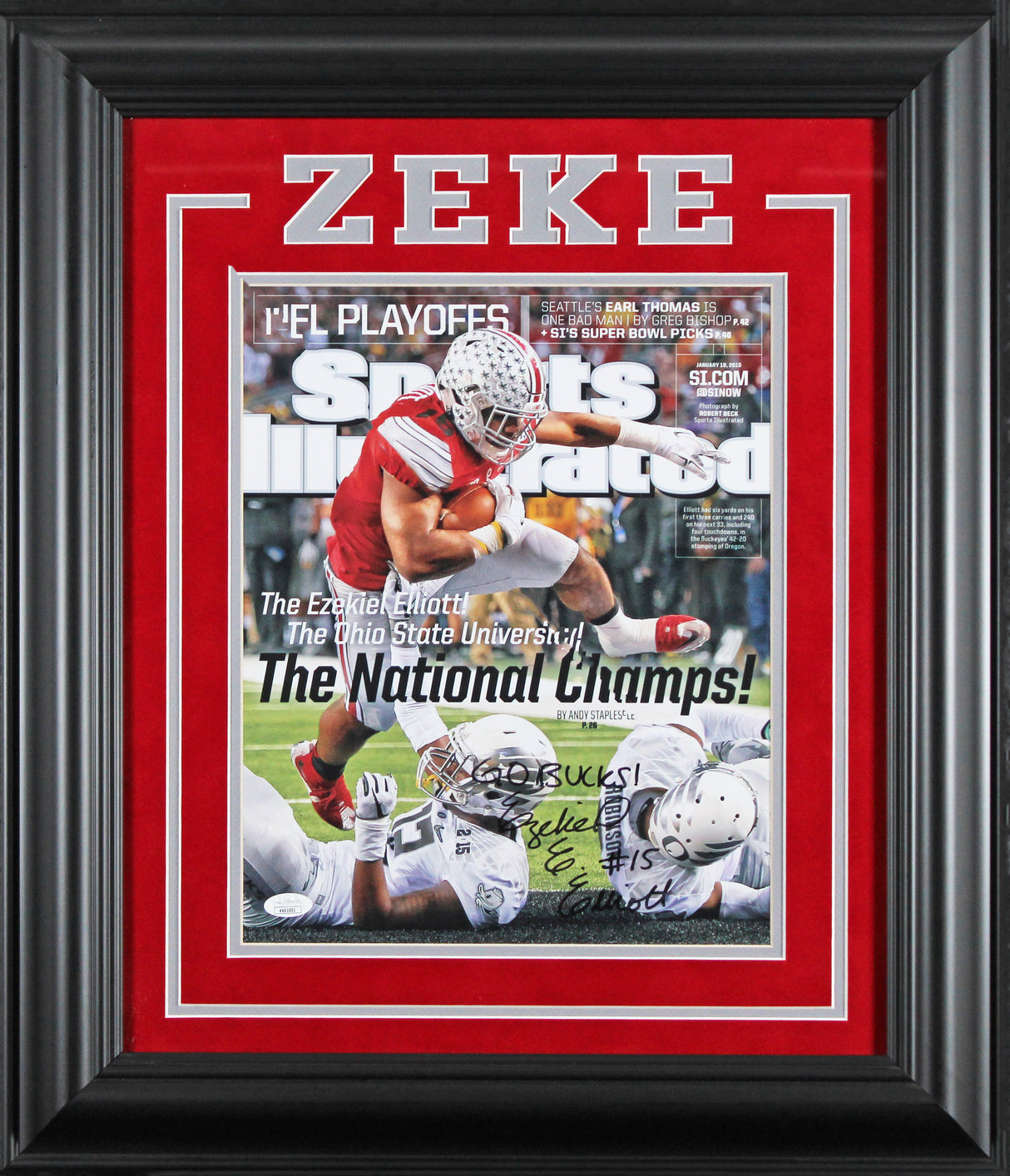 Ohio State Ezekiel Elliott Signed & Framed 2015 SI Magazine Cover JSA #KK61001