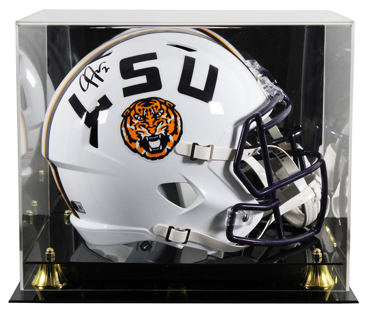 LSU Justin Jefferson Signed White Full Size Speed Rep Helmet W/ Case BAS Witness