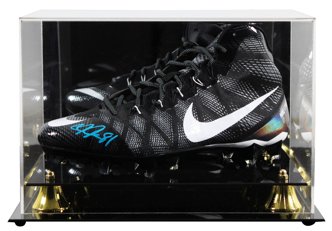 Lions Calvin Johnson Signed Signature Series Left Football Cleat W/ Case BAS Wit