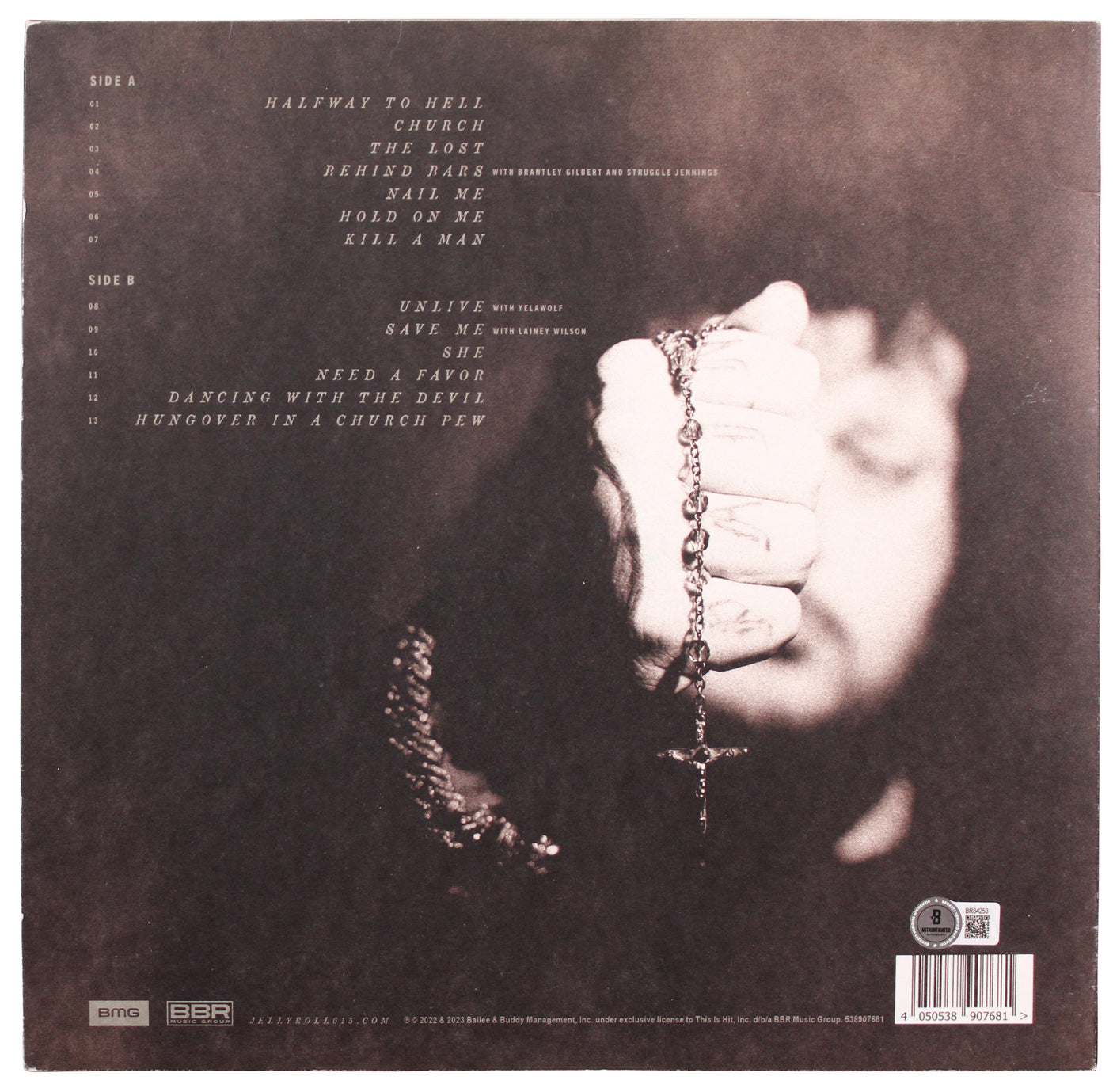 Jelly Roll Authentic Signed Whitsitt Chapel Album Cover W/ Vinyl BAS #BR84253