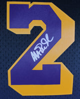 Lakers Magic Johnson Signed Black Two-Tone M&N HWC Swingman Framed Jersey BAS W