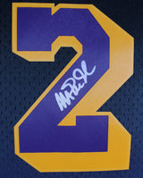 Lakers Magic Johnson Signed Black Two-Tone M&N HWC Swingman Framed Jersey BAS W