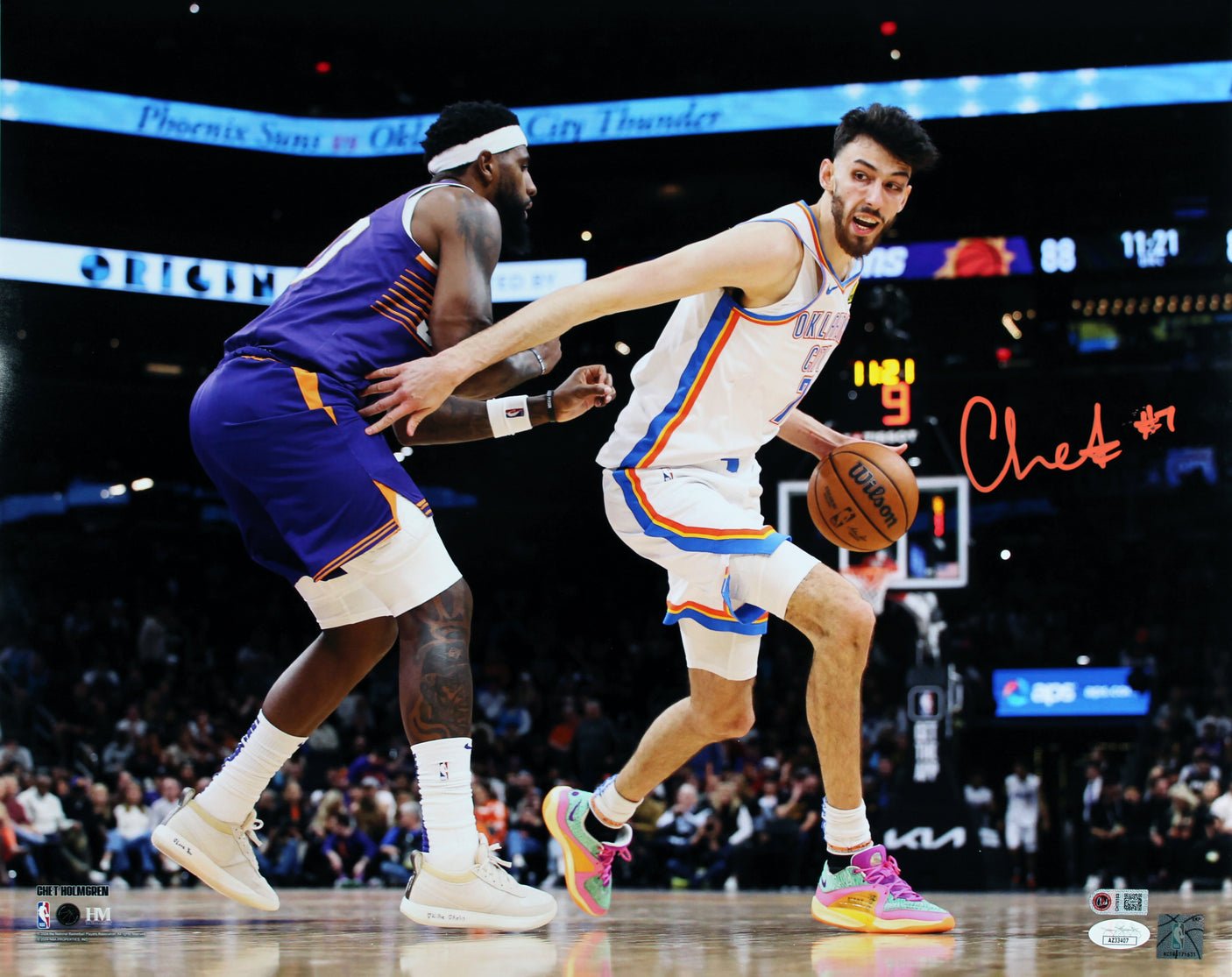 Thunder Chet Holmgren Signed 16x20 Horizontal Photo Vs Phoenix Suns JSA #AZ33407