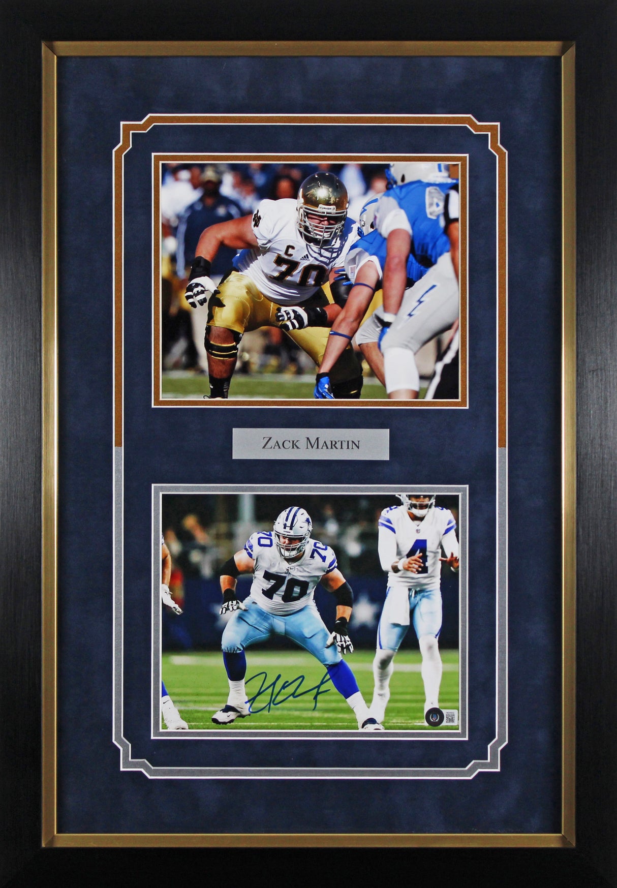 Cowboys Zack Martin Authentic Signed 8x10 Framed Photo BAS Witnessed #1W245832