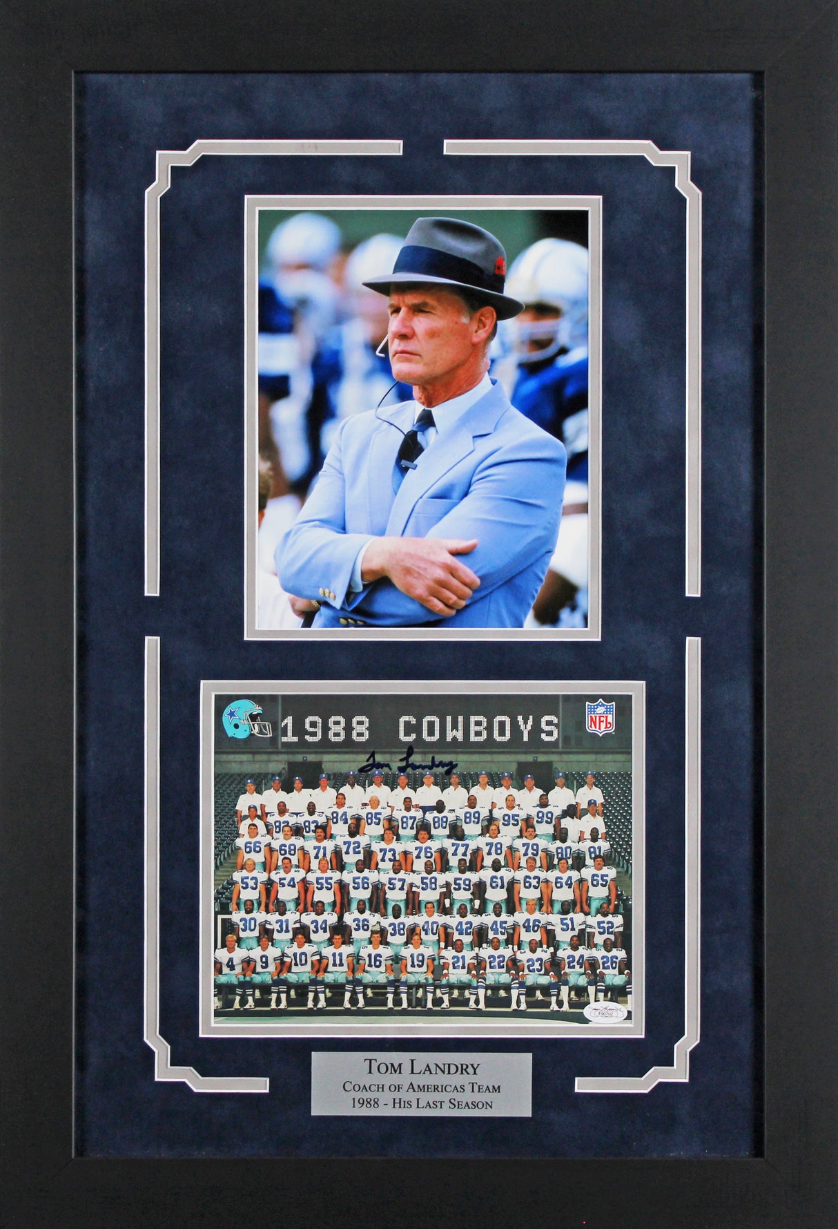 Cowboys Tom Landry Authentic Signed 8x10 Framed Photo Autographed JSA #F90702