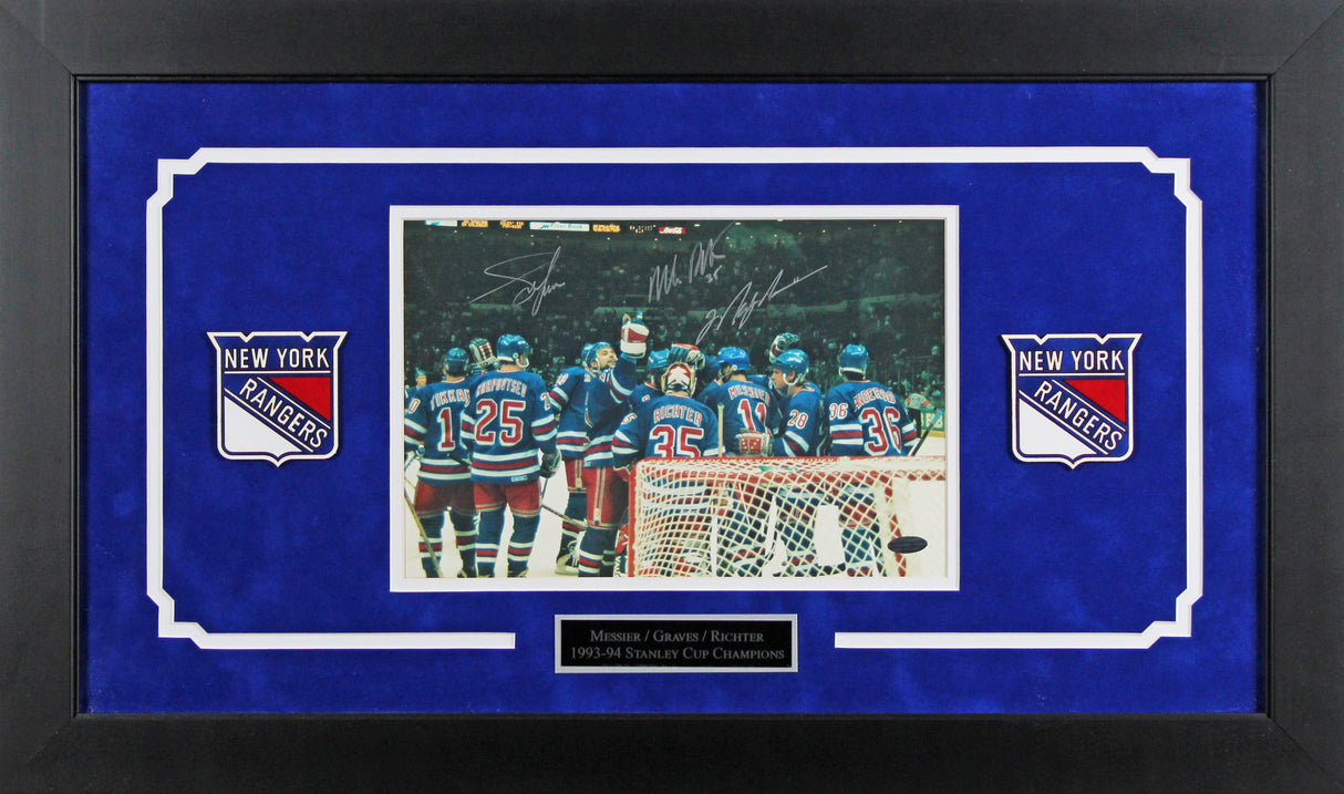 Rangers (3) Richter, Messier & Graves Signed 8.5x11 Framed Photo Steiner