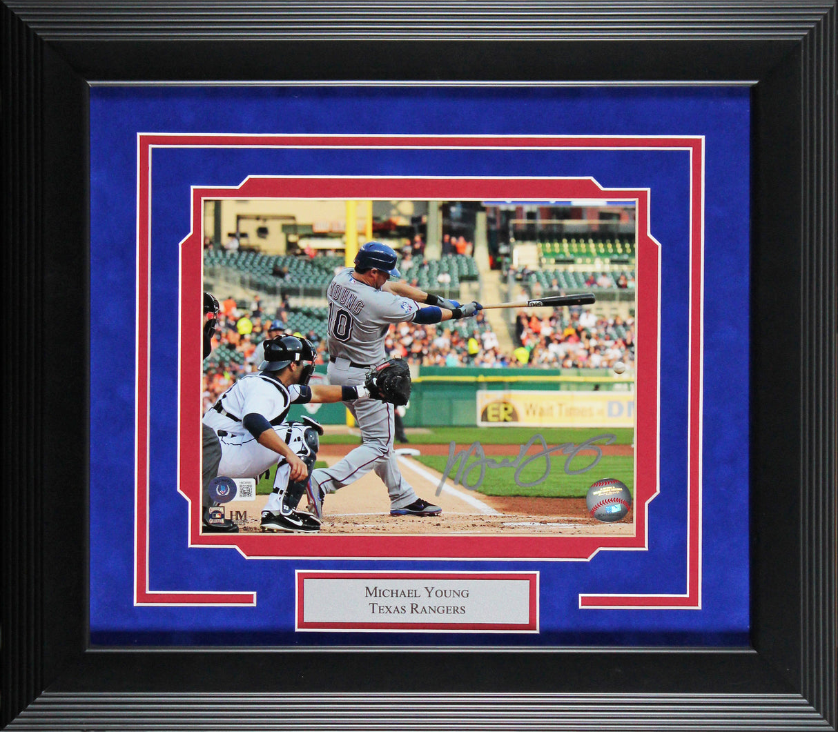 Rangers Michael Young Authentic Signed 8x10 Framed Photo BAS Witnessed #1W036580
