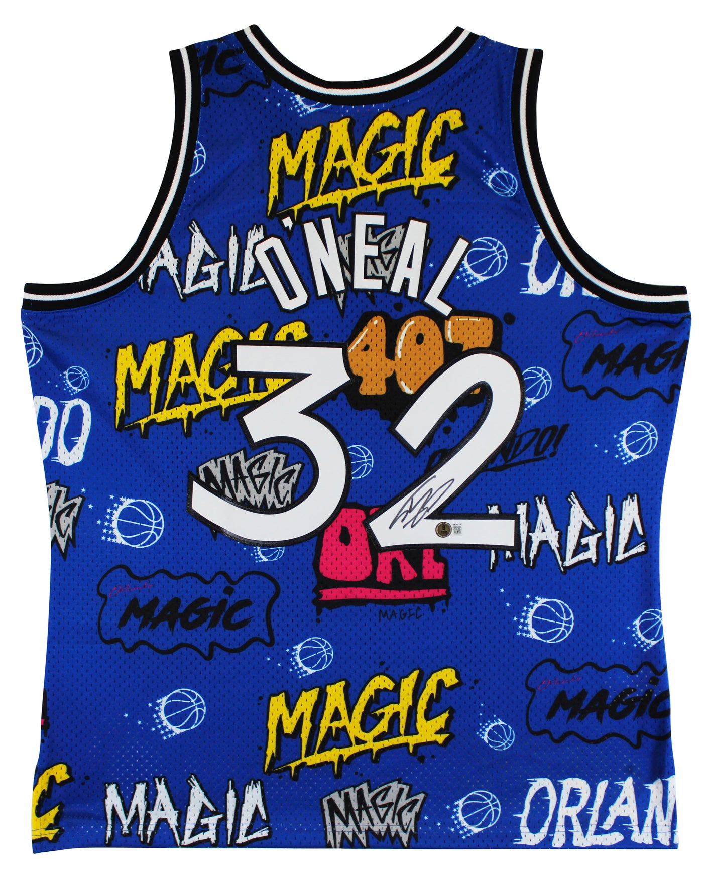 Magic Shaquille O'Neal Signed Alt Blue M&N 1994-95 HWC Swingman Jersey BAS Wit