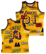 Lakers Shaquille O'Neal Signed Alt Yellow M&N 1996-97 HWC Swingman Jersey BAS W