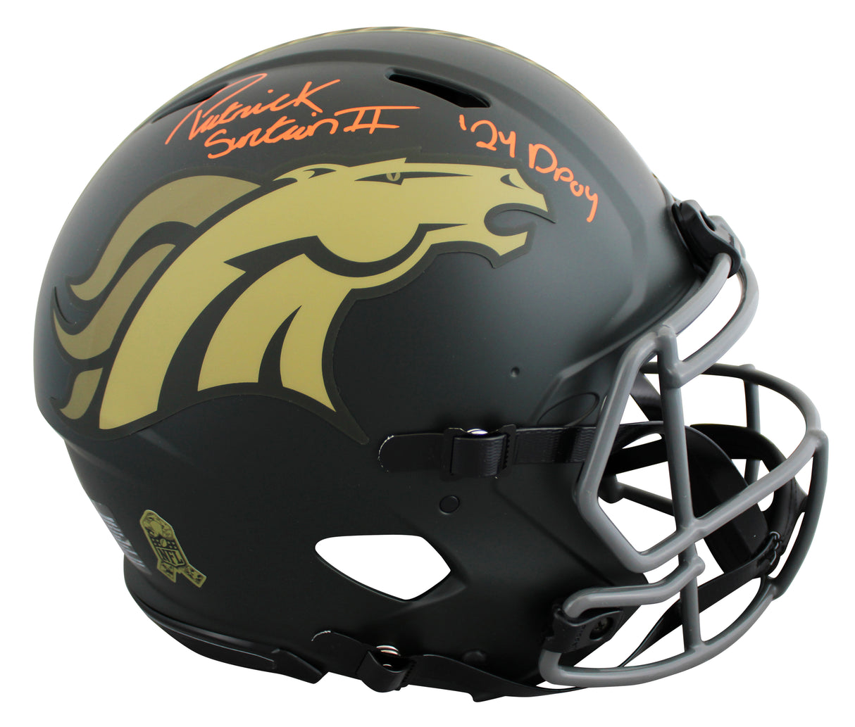 Broncos Patrick Surtain II "24 DPOY" Signed STS IV F/S Speed Proline Helmet BAS