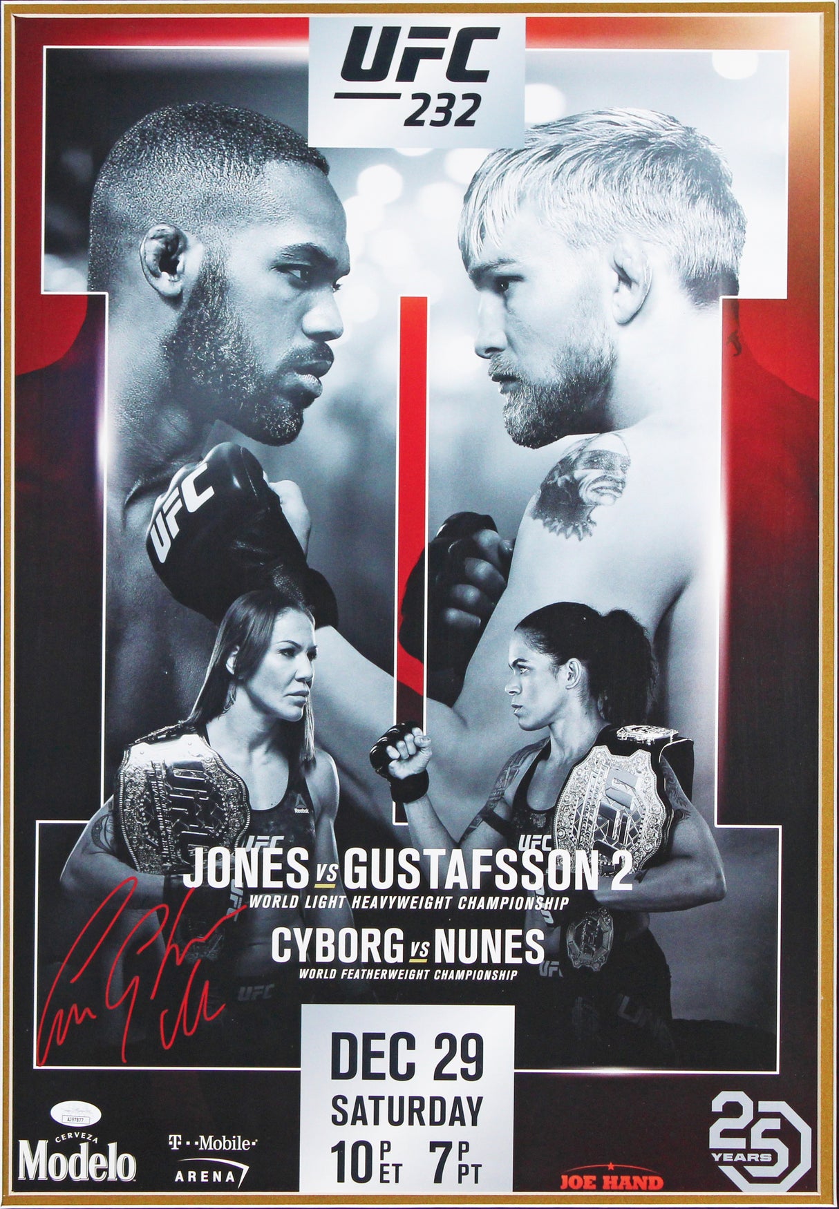 Cris Cyborg Authentic Signed & Framed 16x24 MMA 232 Poster JSA #AJ97877