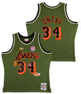Lakers Shaquille O'Neal Signed Green M&N 1996-97 HWC Swingman Jersey BAS Witness