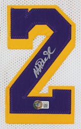 Magic Johnson Authentic Signed White Pro Style Framed Jersey BAS Witnessed 2