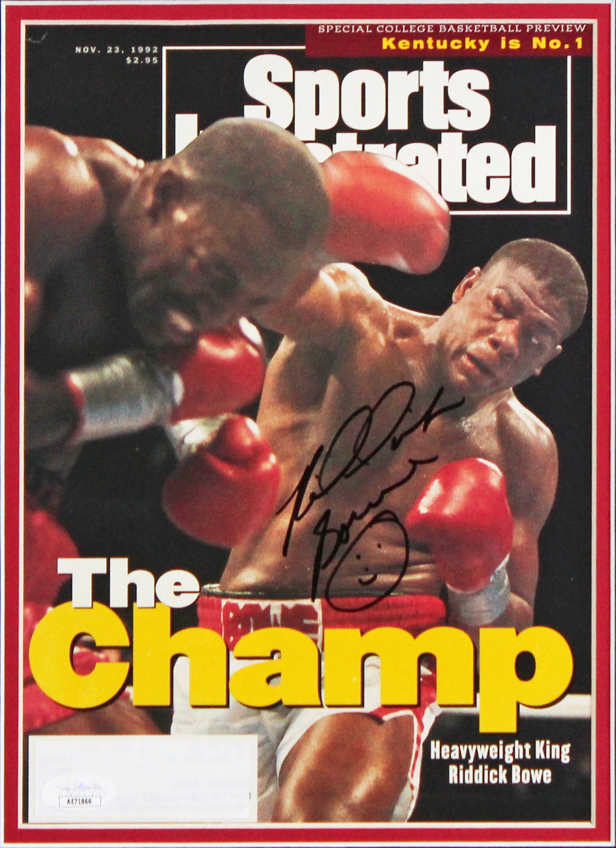 Riddick Bowe Signed & Framed 1992 Sports Illustrated Magazine Cover JSA #AE71866